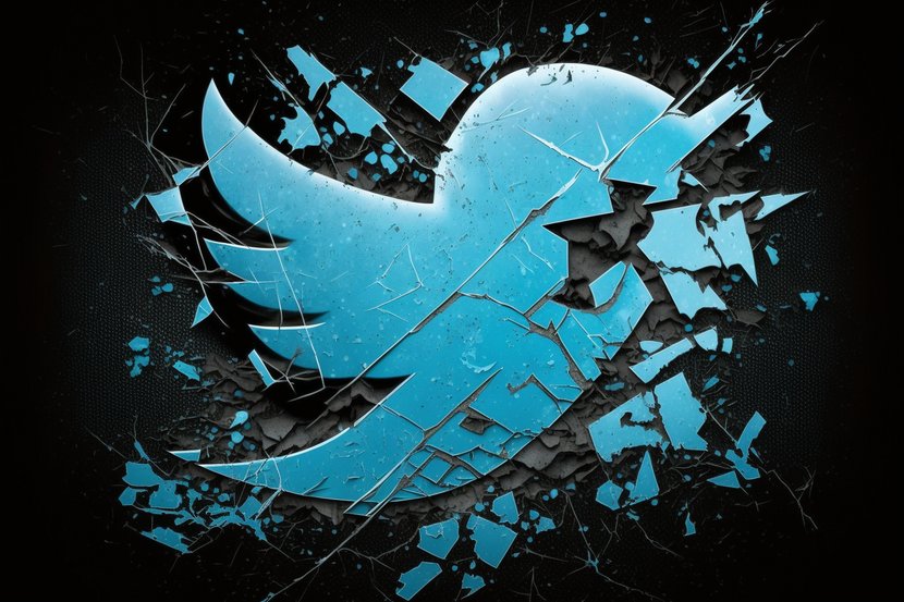 Beschadigd Twitter logo