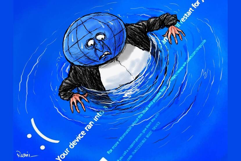 Cartoon over Crowdstrike storing